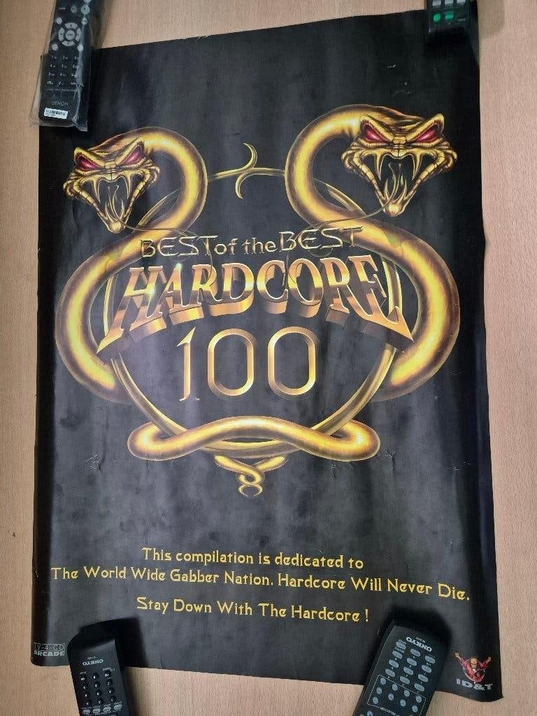Hardcore 100 Best of the Best poster, Ophalen of Verzenden, A1 t/m A3, Muziek, Rechthoekig Staand