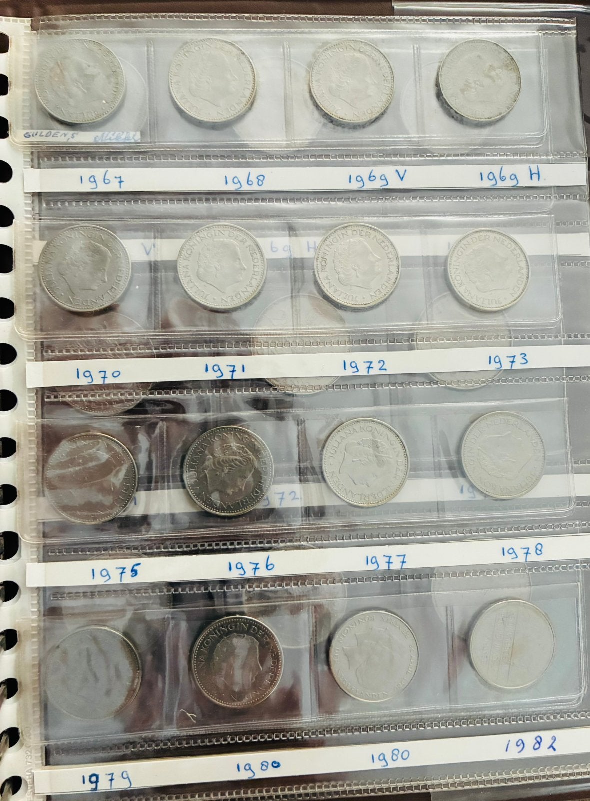 Verzameling Nederlandse nikkelen guldens 1967-1982, Ophalen of Verzenden, Nederland, Munten