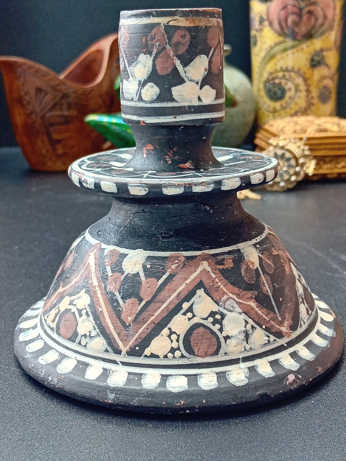Handgemaakte kandelaar van keramiek, Grieks design, Verzenden, Keramiek of Aardewerk