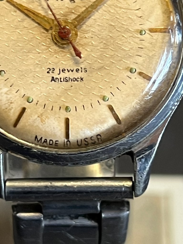 Firgo Horloge 22 Jewels Antishock 35mm Made in USSR, Overige merken, Staal, Met bandje, Polshorloge