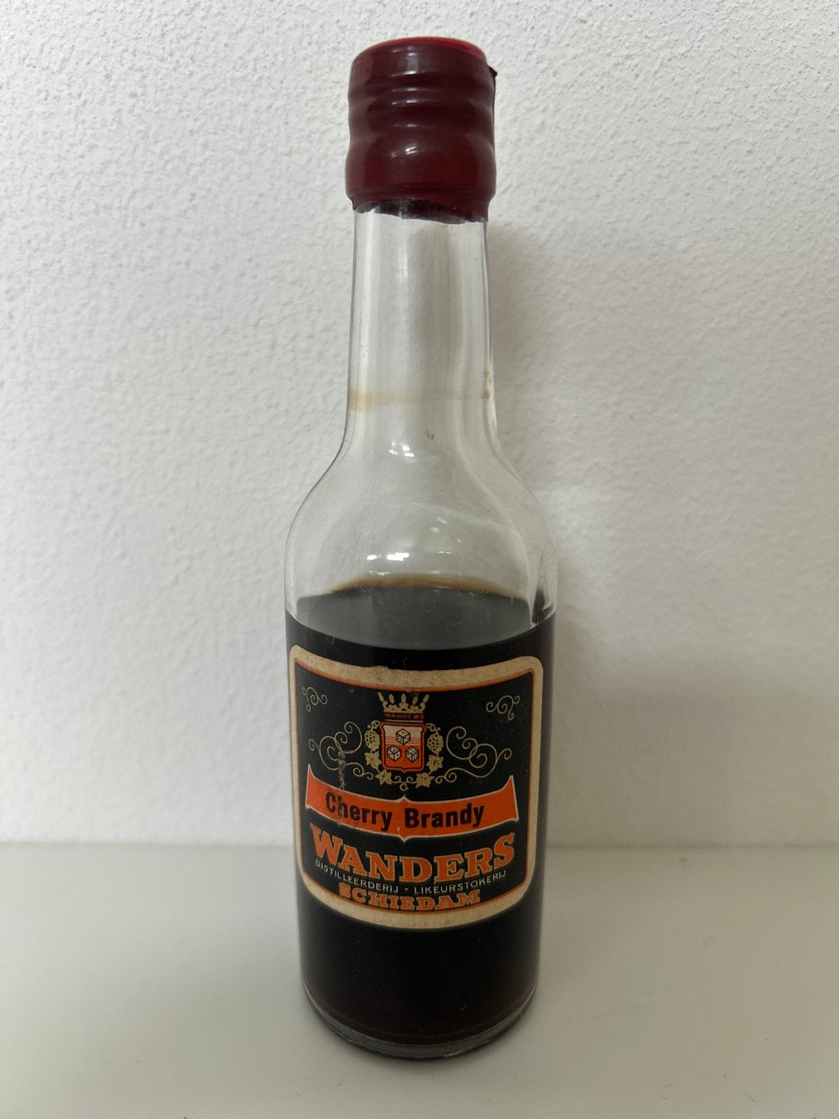 Oud drankminiatuur flesje Wanders Schiedam - Cherry Brandy, Ophalen of Verzenden, Gebruikt