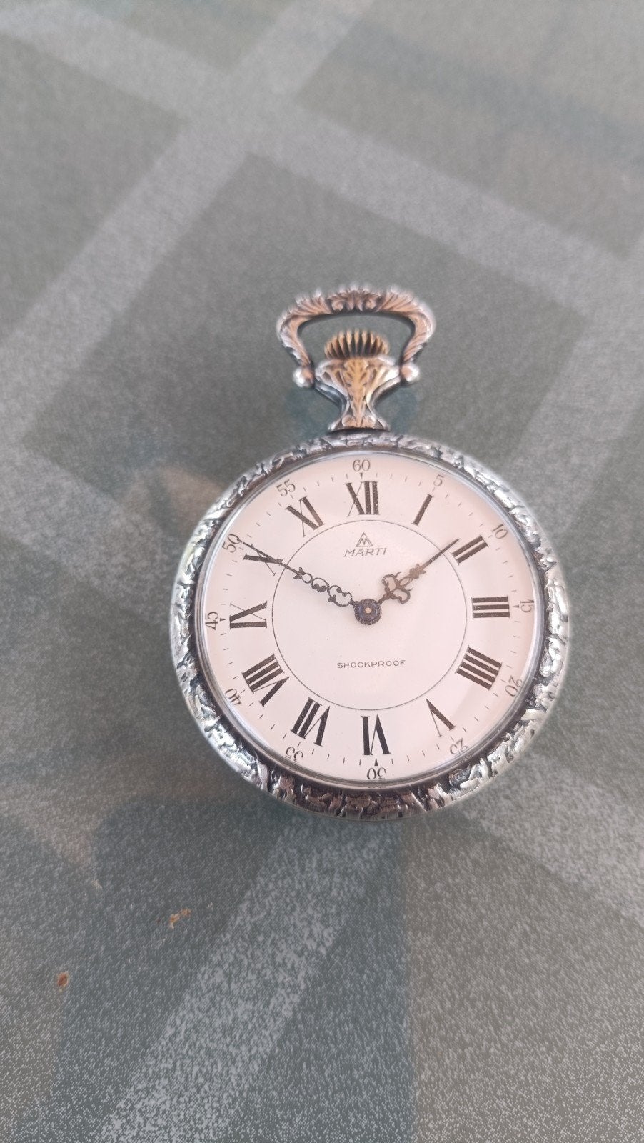 Antiek zilveren zakhorloge Marti met gedetailleerde gravure, Sieraden, Tassen en Uiterlijk, Horloges | Antiek, Zakhorloge, Overige merken
