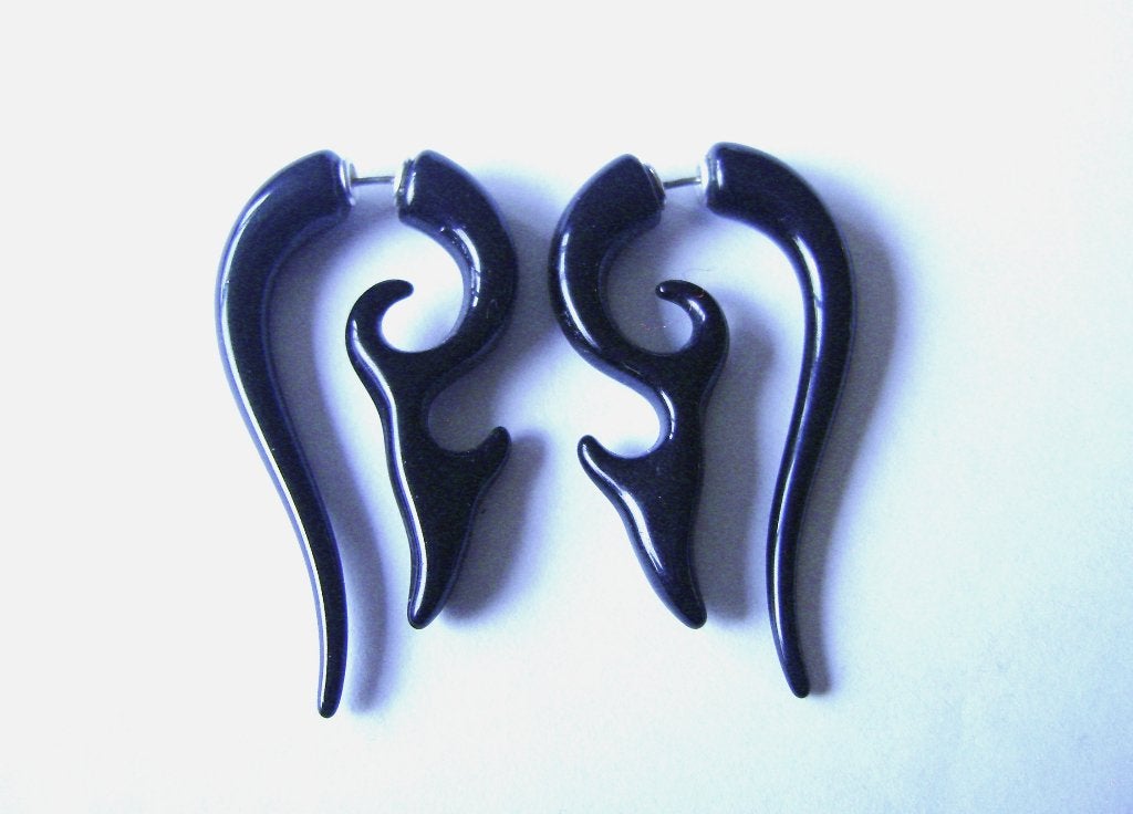 tribal oorbellen gothic punk rock cyber rave cosplay psy goa, Verzenden, Nieuw, Zwart, Kunststof
