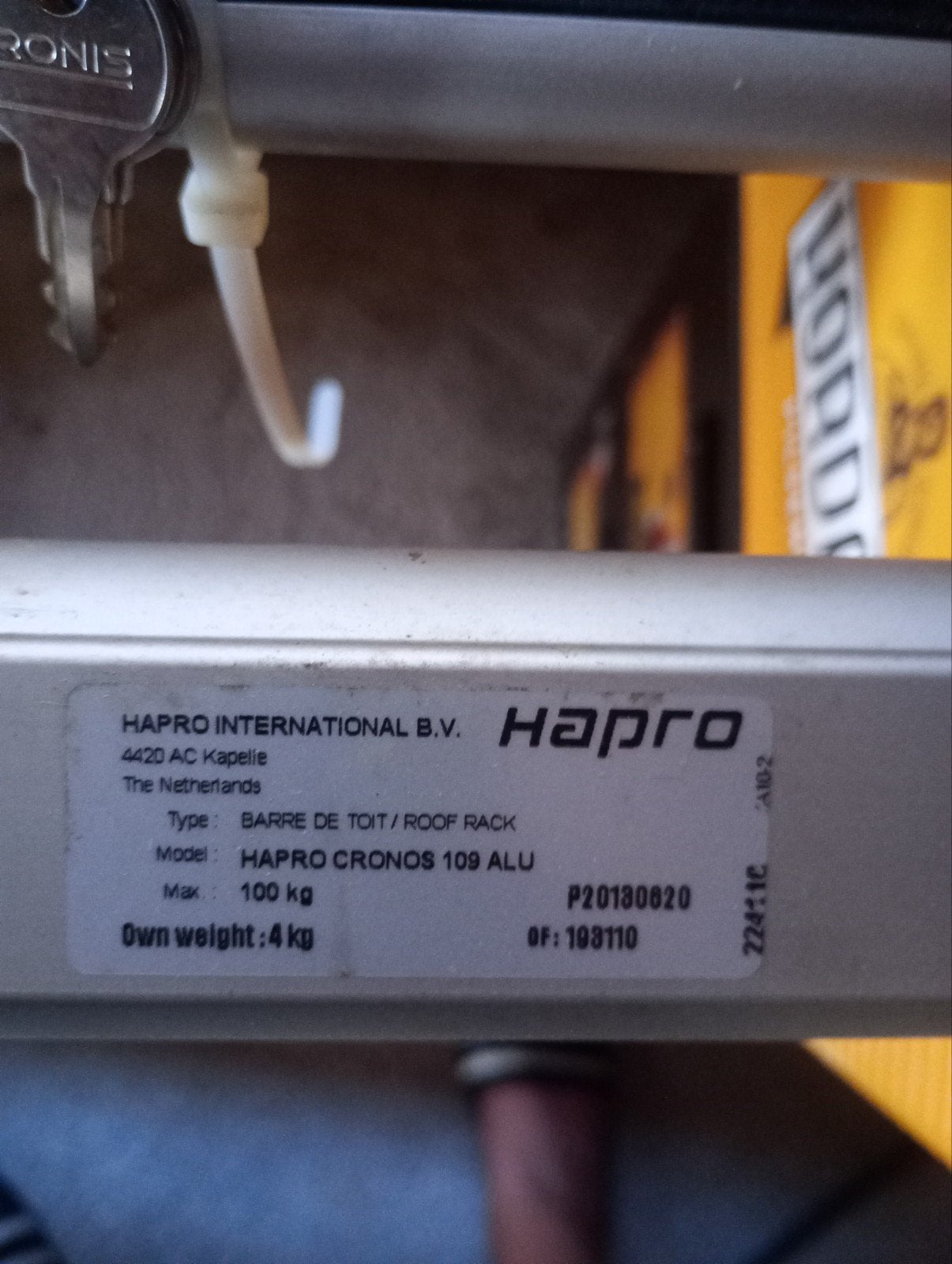 Hapro Cronos 109 Alu dakdragers - 100 kg draagvermogen, Auto diversen, Ophalen of Verzenden, Gebruikt