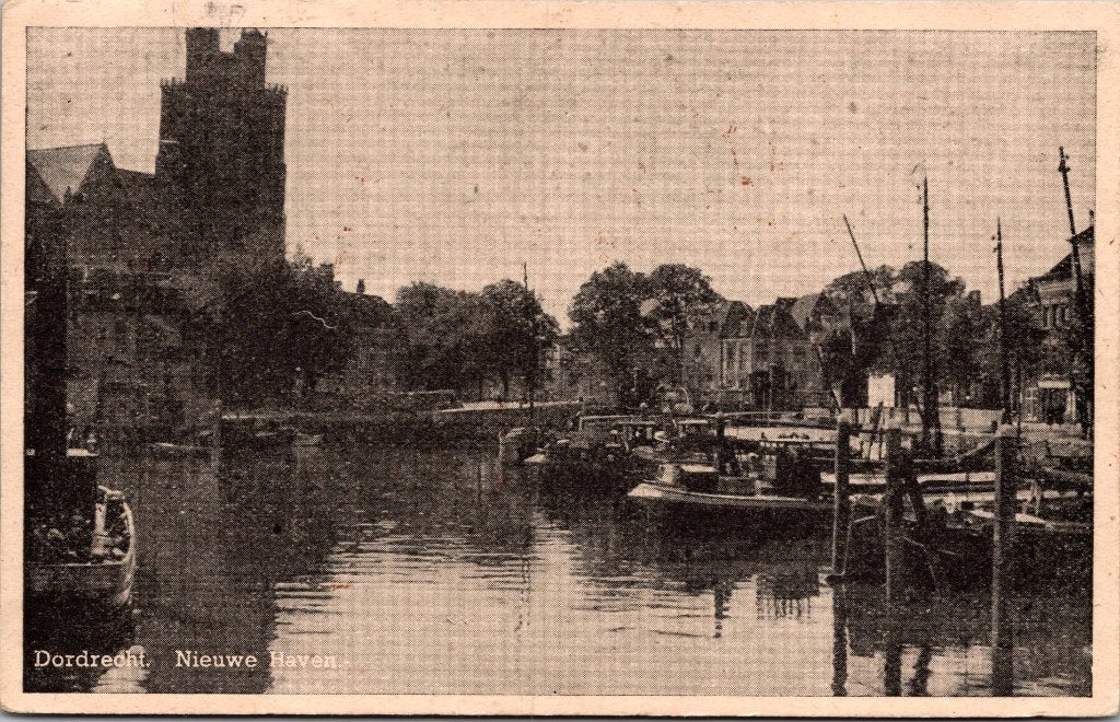 Dordrecht - 10 oude ansichtkaarten Nieuwe Haven met Kerk, Verzenden, 1940 tot 1960, Gelopen, Zuid-Holland