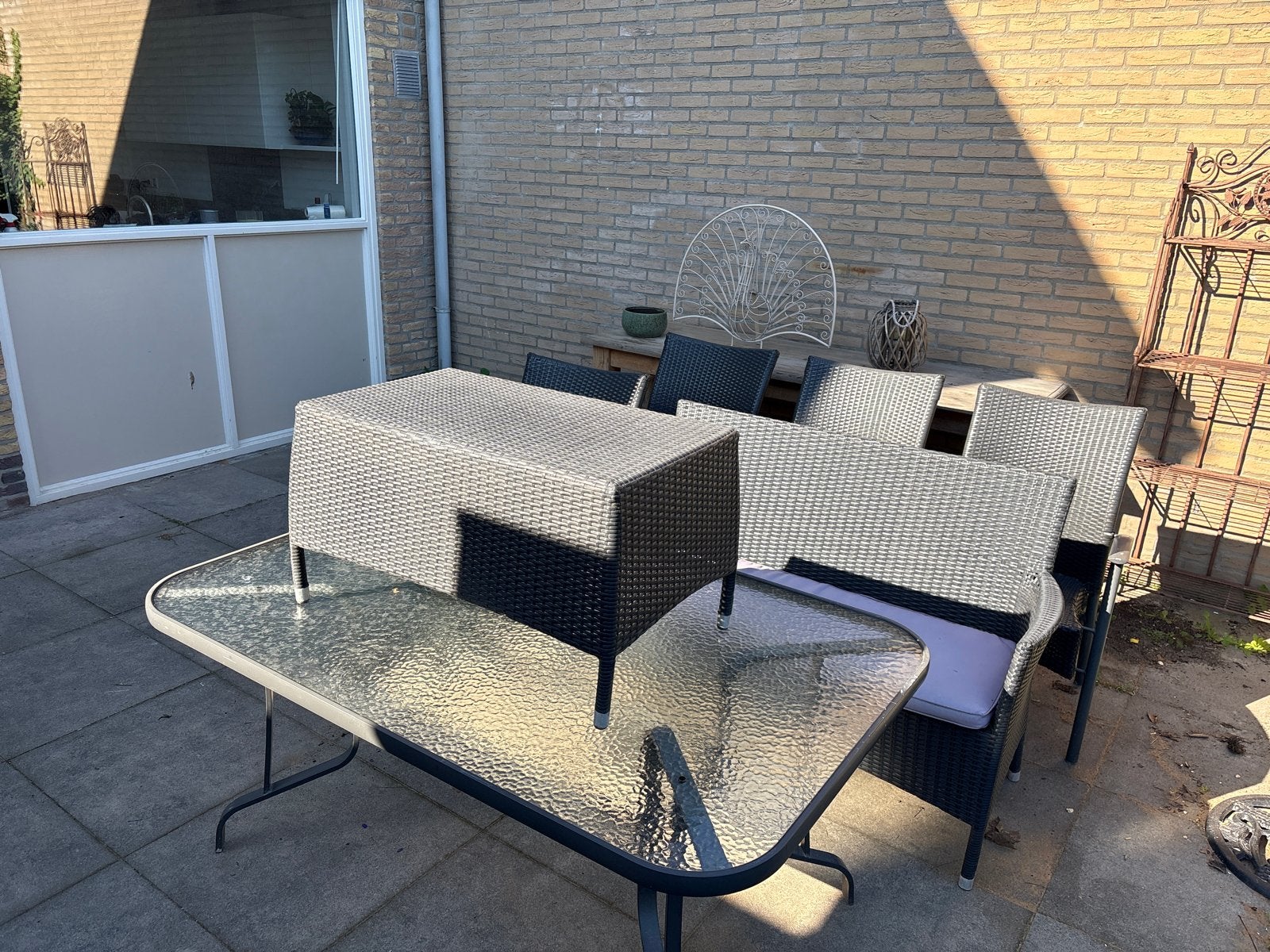 Tuinset met bank en stoelen, Ophalen, 5 zitplaatsen, Gebruikt, Wicker