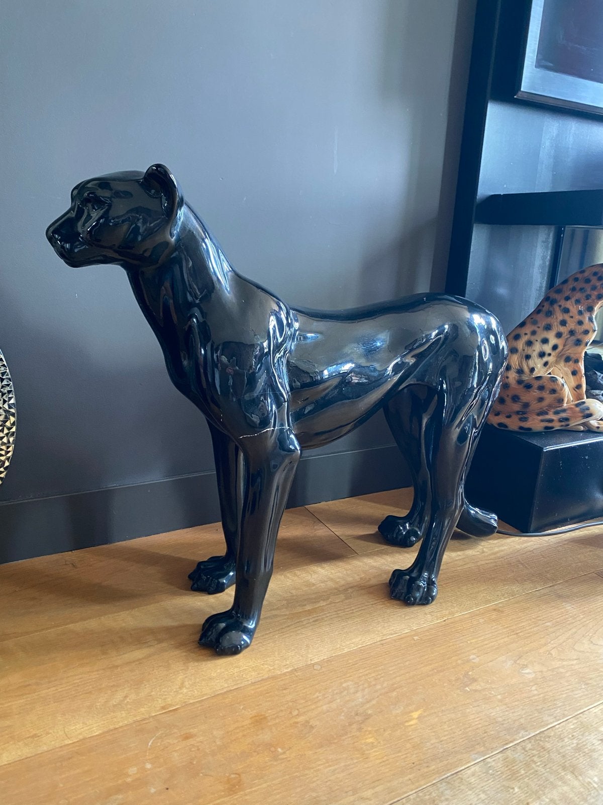 XXL Vintage Zwarte Keramische Panter – Ca. 80 cm, Ophalen, Zwart, Kunststof, Zo goed als nieuw