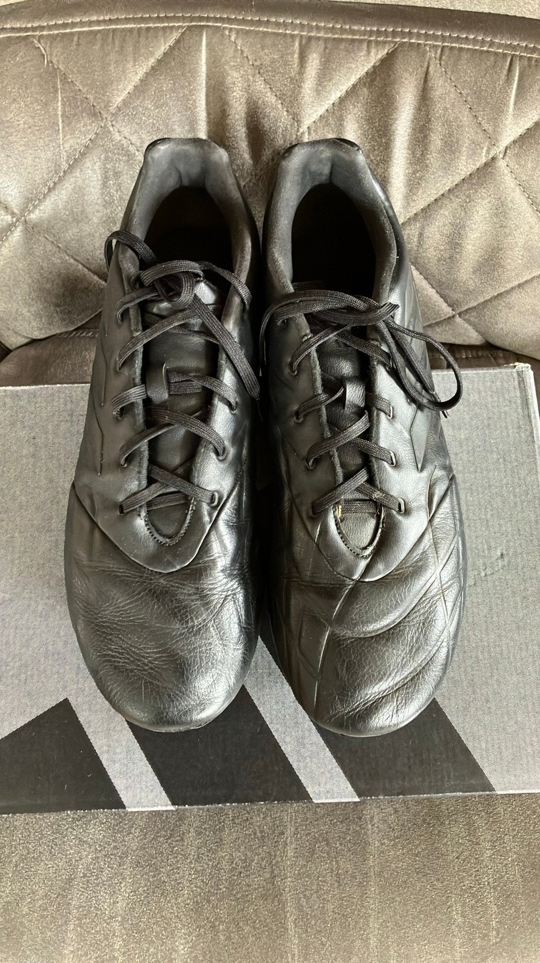 Voetbalschoenen maat 46 zwart leer, Ophalen of Verzenden, Gebruikt, Overige typen