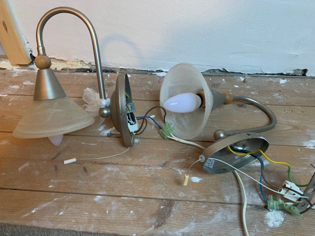 Wand schemerlamp, Ophalen, Gebruikt, Glas, Met schakelaar