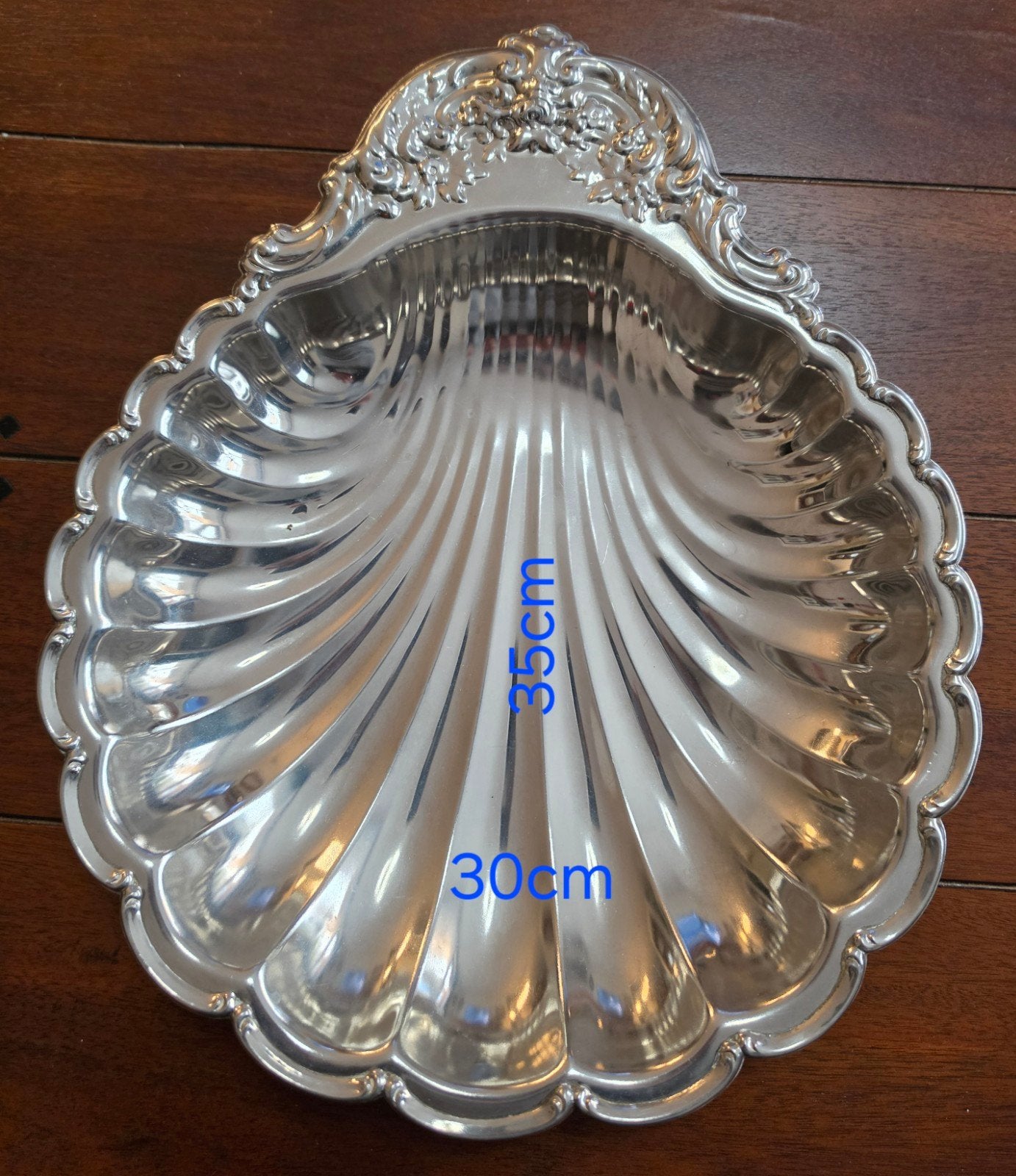 Grote verzilverde schelp schaal, 35x30cm, Ophalen of Verzenden