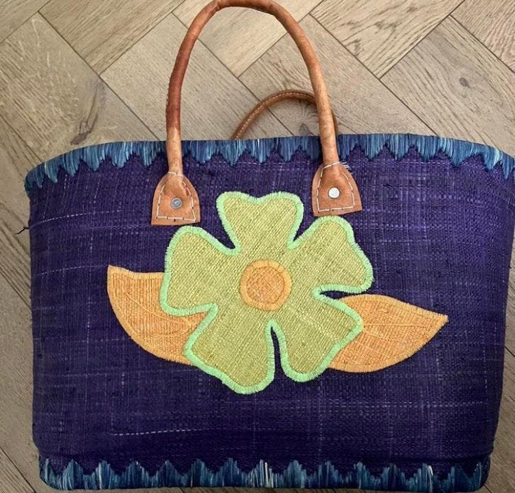 Rieten mand tas mandtas gevlochten met borduursel bohemian, Ophalen of Verzenden, Gebruikt