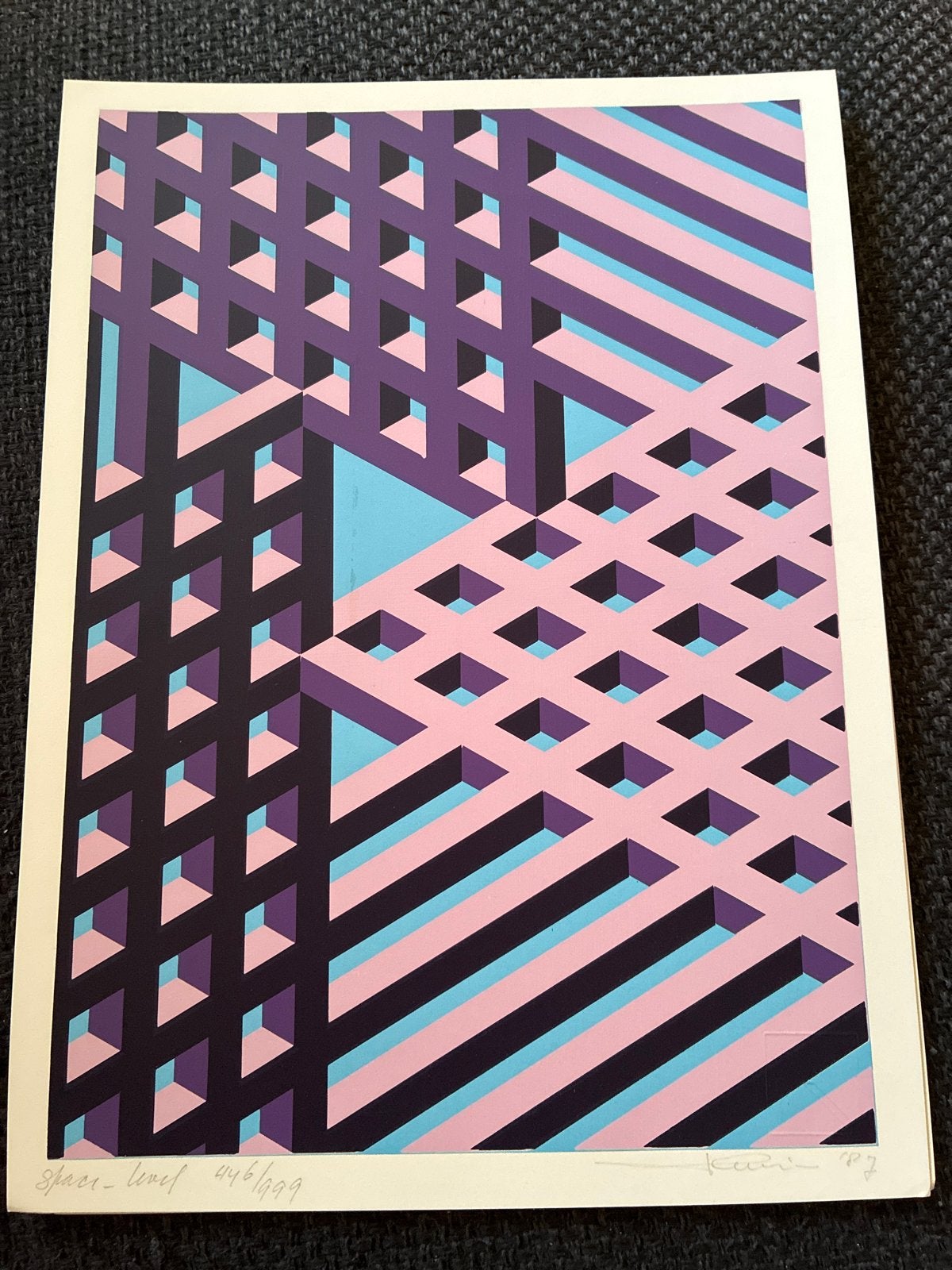 Dirk Huizer - Space Level (1987) Zeefdruk 446/999, Antiek en Kunst, Gelimiteerde oplage, Ophalen of Verzenden, Zeefdruk