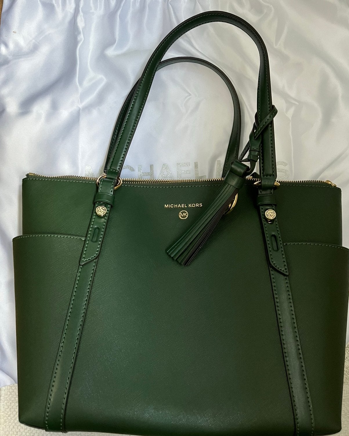 Nieuwe michael kors leren tas sullivan tote donker groen, Ophalen of Verzenden, Nieuw, Shopper