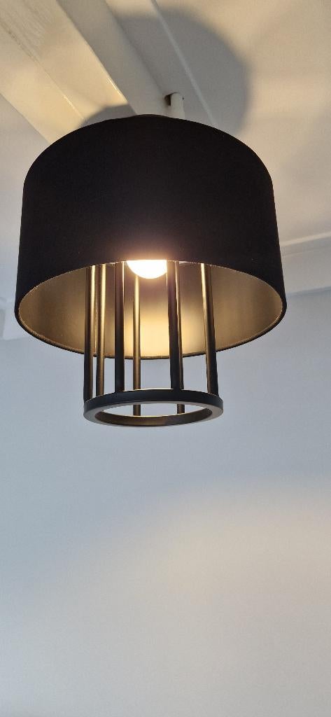 Lumidora Plafondlamp - E27 - Zwart - Metaal - Stof - 30 cm, Ophalen of Verzenden, Zo goed als nieuw, Stof