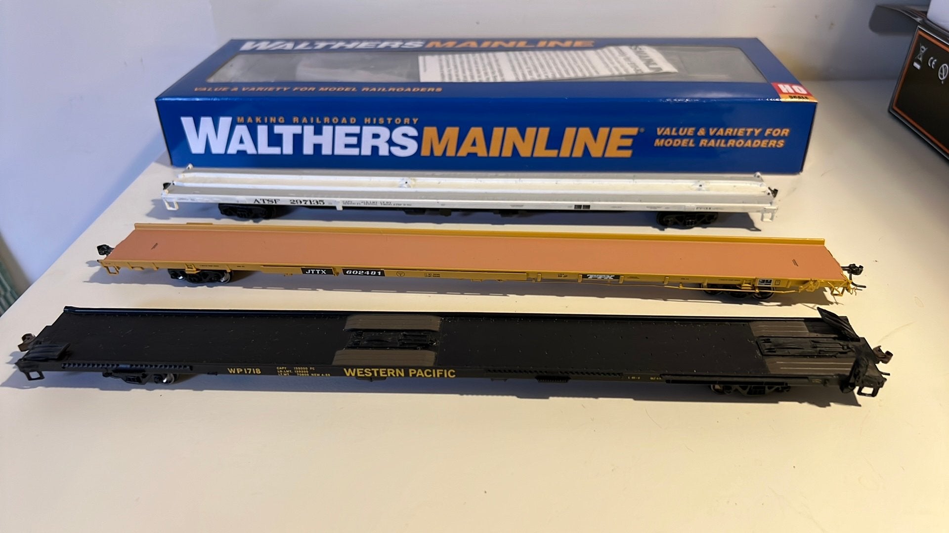 4x lange wagens USA waaronder Walthers, Overige merken, Gebruikt, Gelijkstroom, Wagon