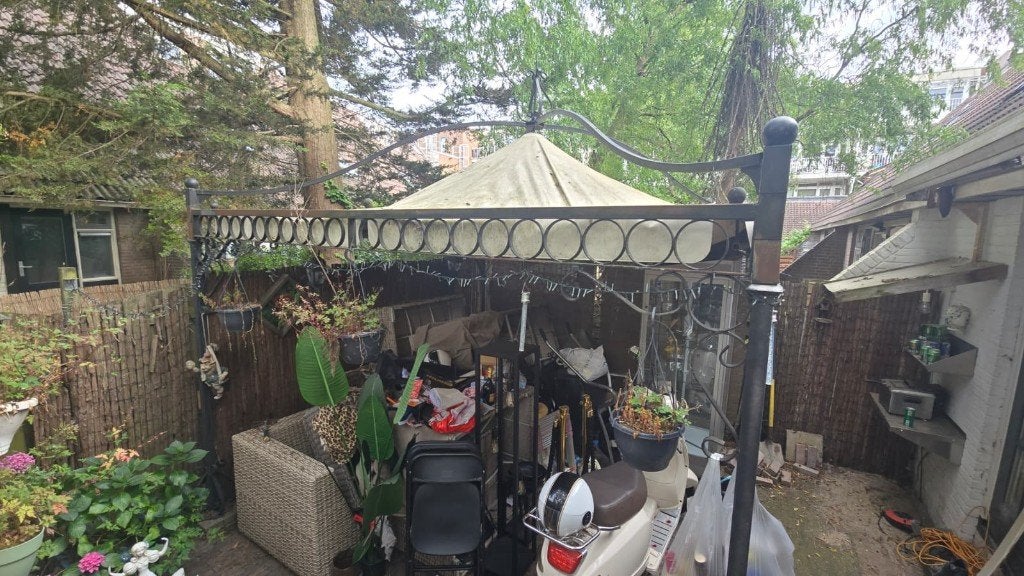 Zwarte stalen tuin paviljoen - Opknappertje, Tuin en Terras, Ophalen, Gebruikt, Minder dan 4 meter, Paviljoen