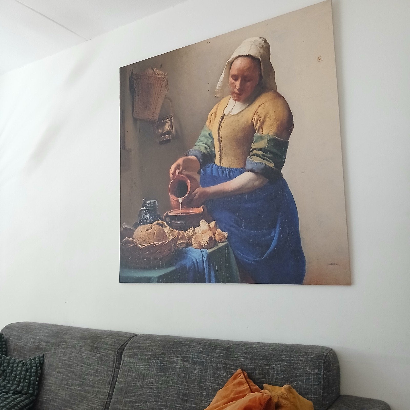 Fotobehang 'Het Melkmeisje' op hout, 120x120 cm, Ophalen