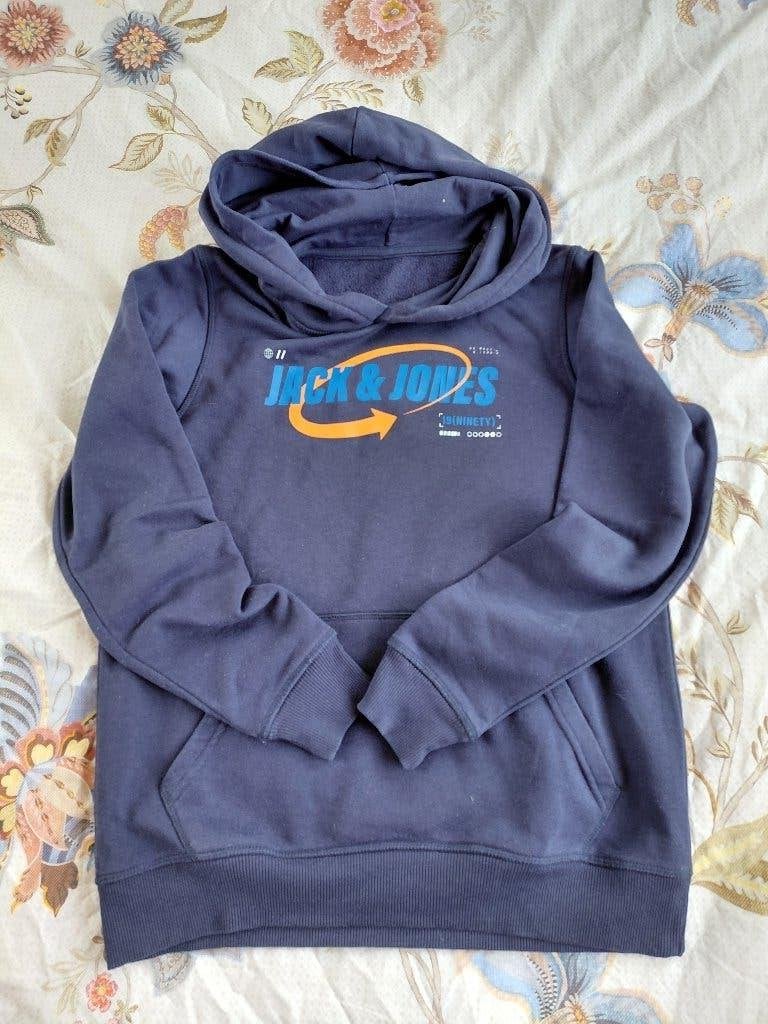 hoodie sweater jack and Jones ~ donker blauw ~ maat 164, Trui of Vest, Ophalen of Verzenden, Zo goed als nieuw, Jongen