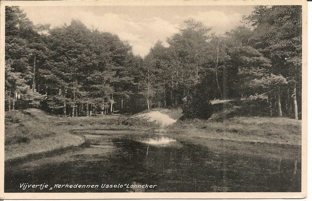 Ansichtkaart Vijvertje Kerkedennen Usselo Lonneker (1932), Verzamelen, Ophalen of Verzenden, 1920 tot 1940, Gelopen, Overijssel