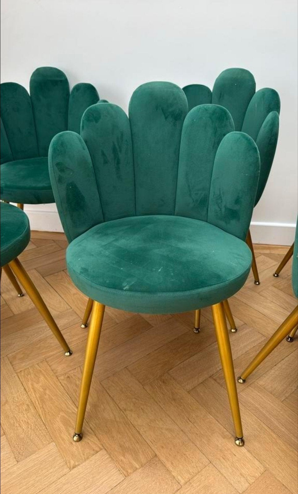 8x stoel velvet groen klein, Ophalen, Overige kleuren, Zo goed als nieuw, Stof