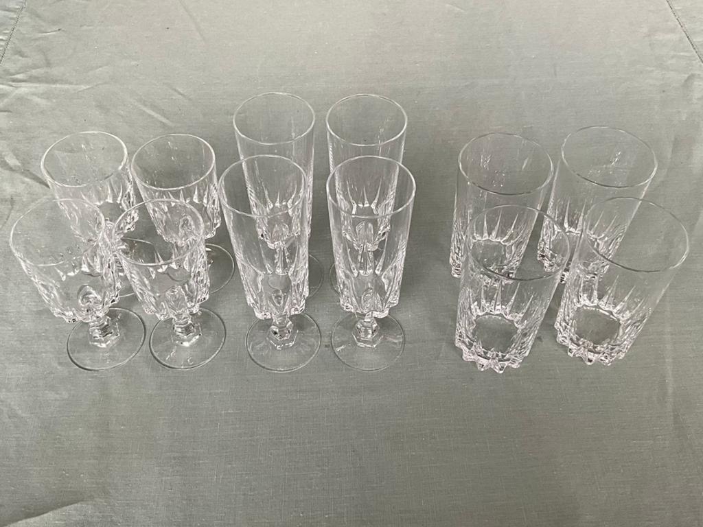 12 Cristal d’ Arques glazen - 4 champagne, 4 water, 4 wijn, Ophalen