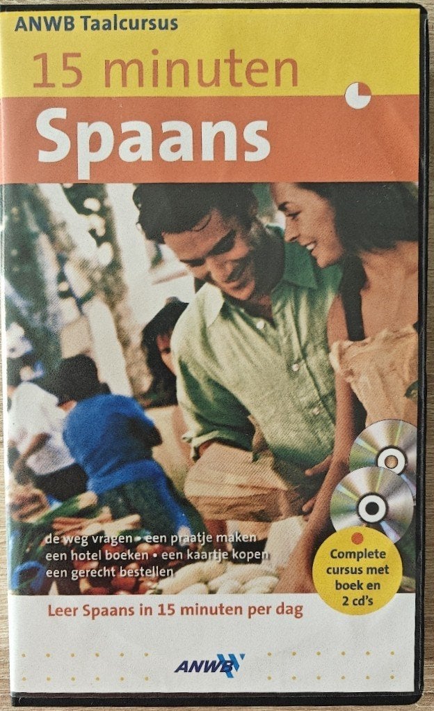 ANWB Taalcursus: 15 minuten SPAANS (boek + 2 cd's)., Ophalen of Verzenden, Alpha, Nieuw, Niet van toepassing