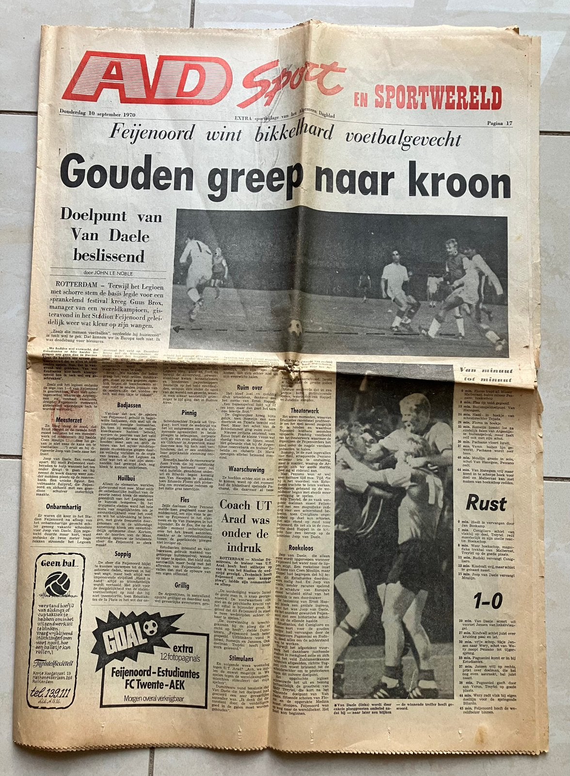 Feyenoord wint de wereldcup voor clubteams ADsport, Ophalen of Verzenden, Krant