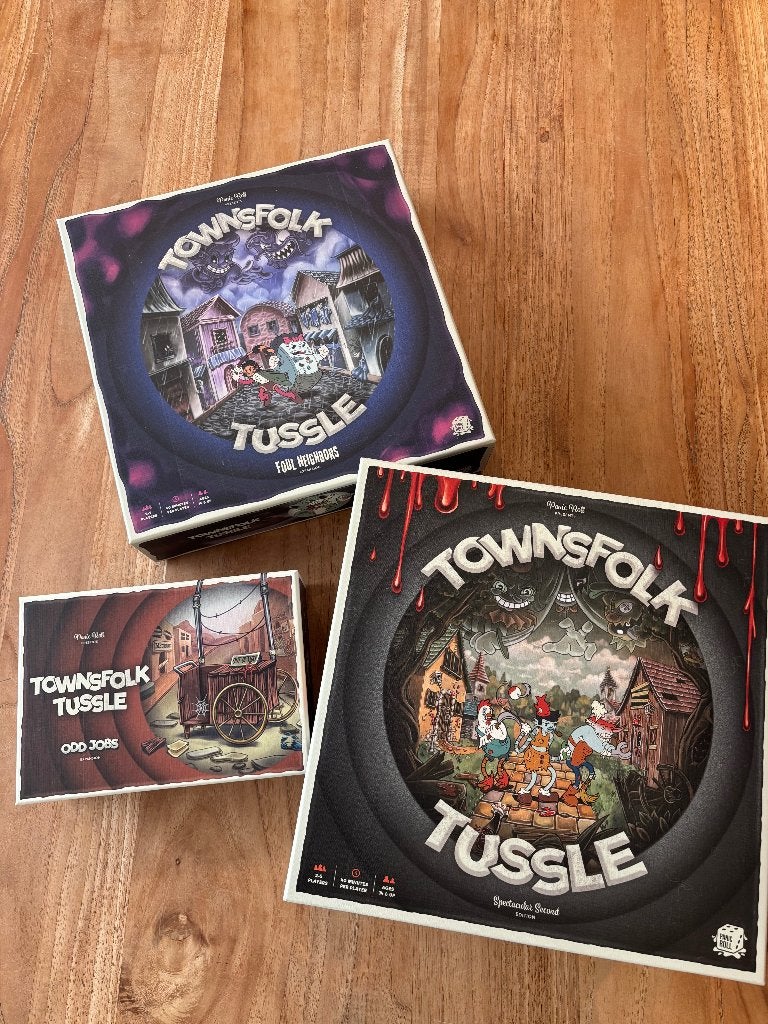Townsfolk Tussle + expansions, Hobby en Vrije tijd, Ophalen of Verzenden, Zo goed als nieuw