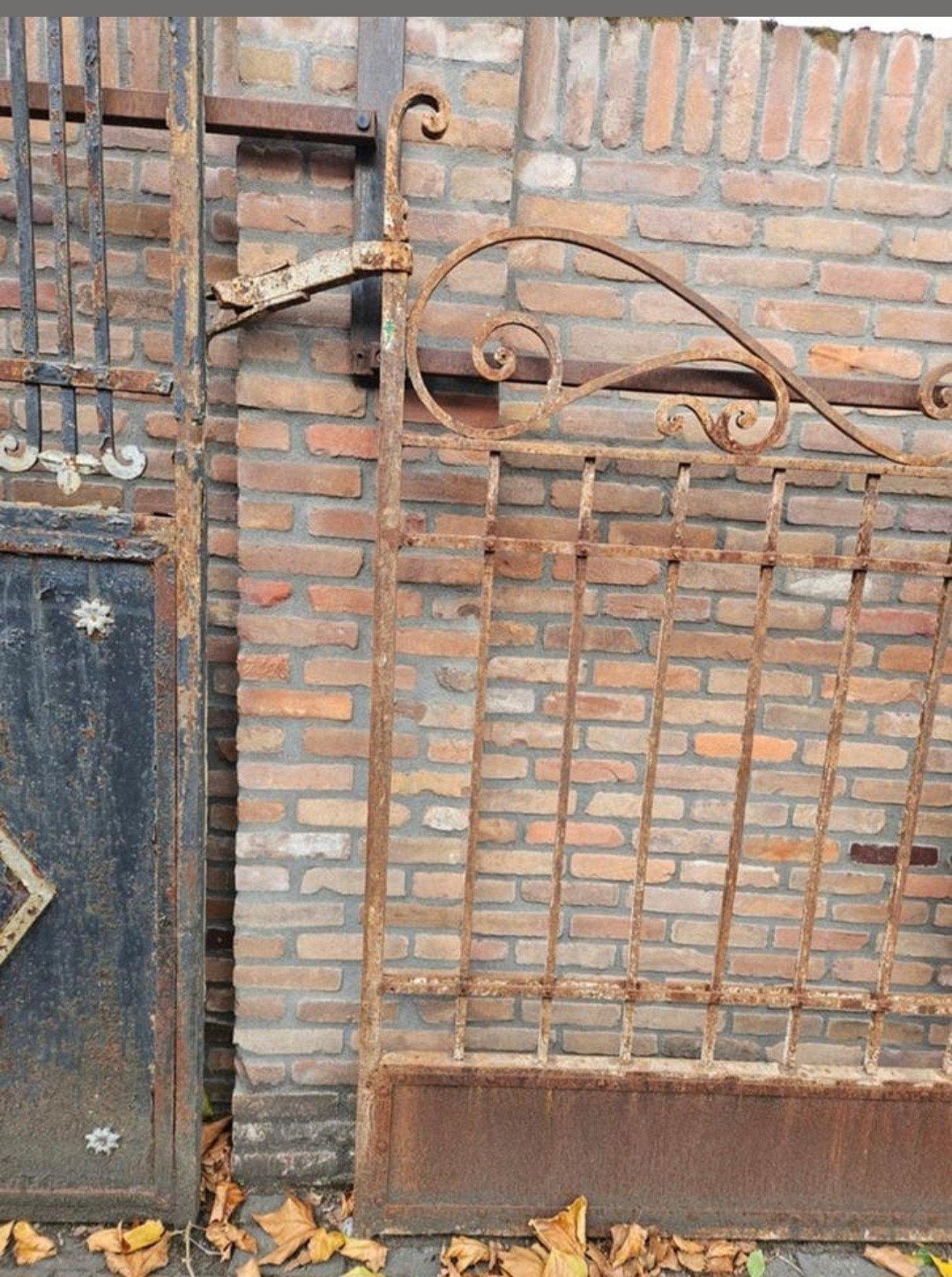 Prachtig zwaar antieke smeedijzeren dubbele poort *WEG=WEG*, Ophalen, IJzer, Sierhekwerk