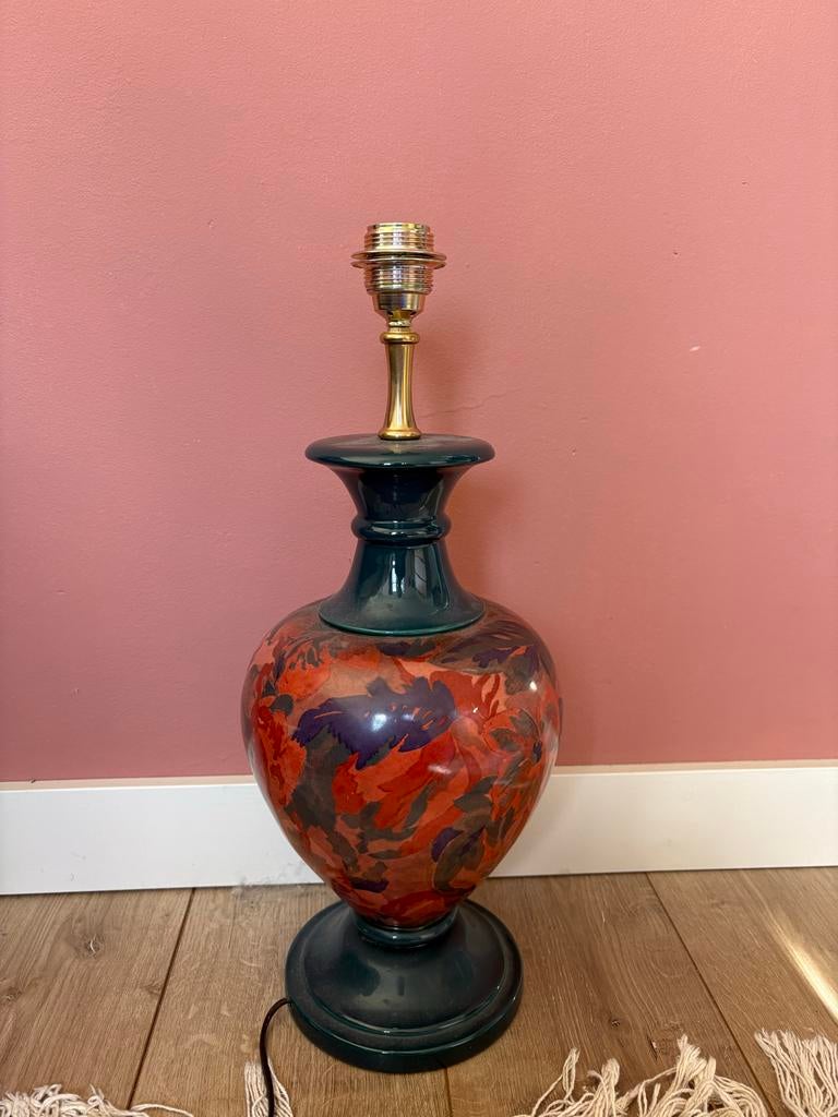 Vintage tafellamp met bloemenprint, Ophalen, Zo goed als nieuw