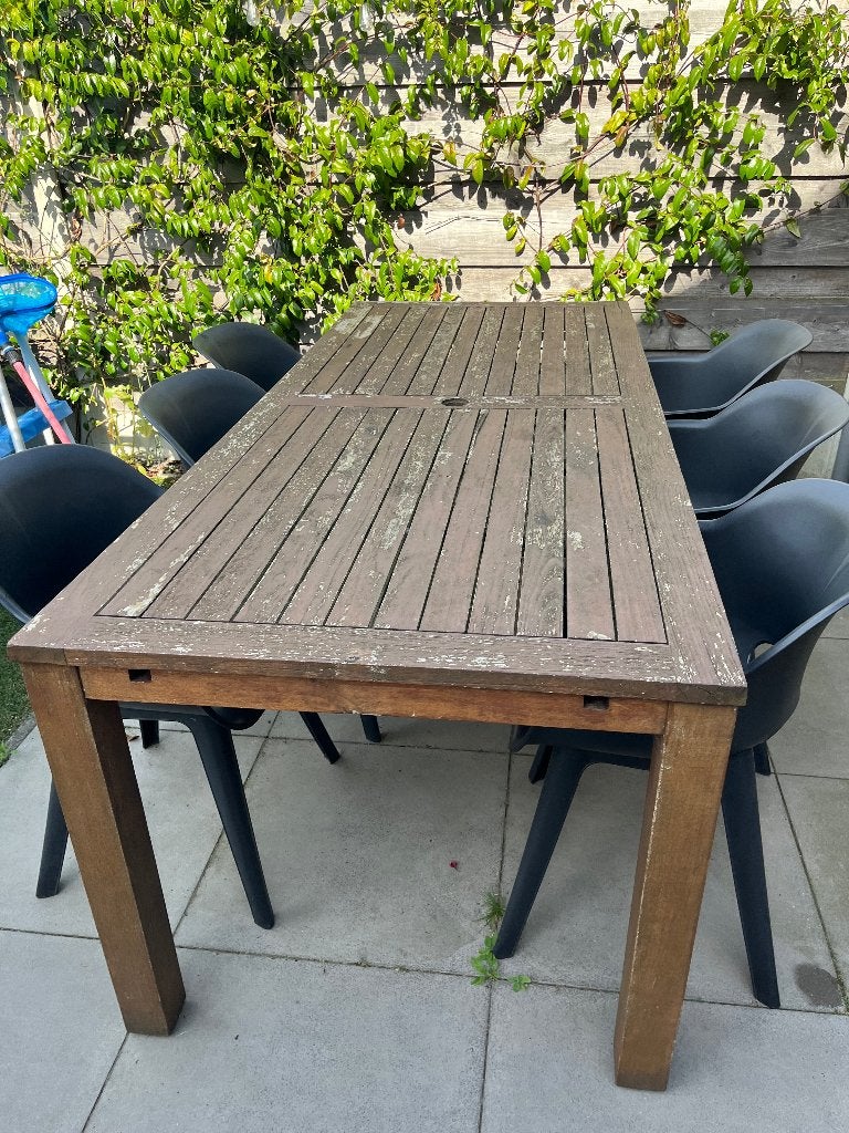 Tuintafel tropisch hard hout, Ophalen, Gebruikt, Rechthoekig, Hout