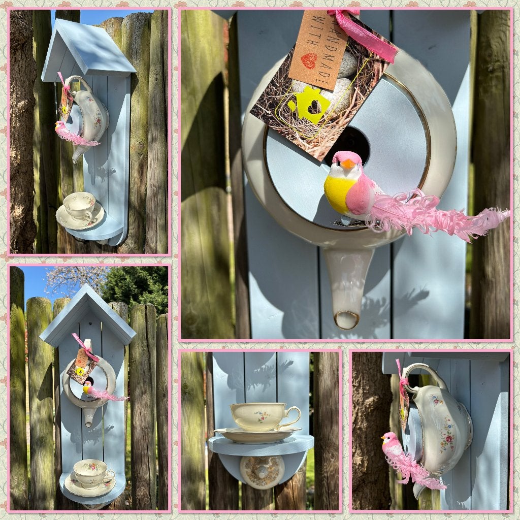 Cadeautip! Vintage Klassiek Engelse Theepot Vogelhuisje, Tuin en Terras, Vogelhuisjes en Vogelbaden, Ophalen of Verzenden, Nieuw