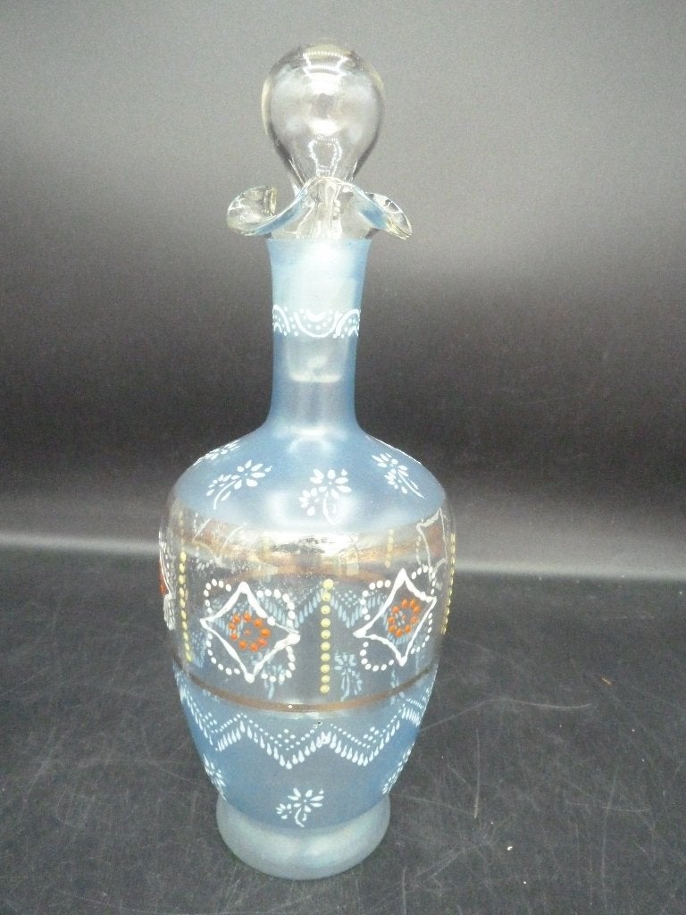 Vintage glazen karafje in kleurtjes, Antiek en Kunst, Antiek | Glas en Kristal, Ophalen of Verzenden