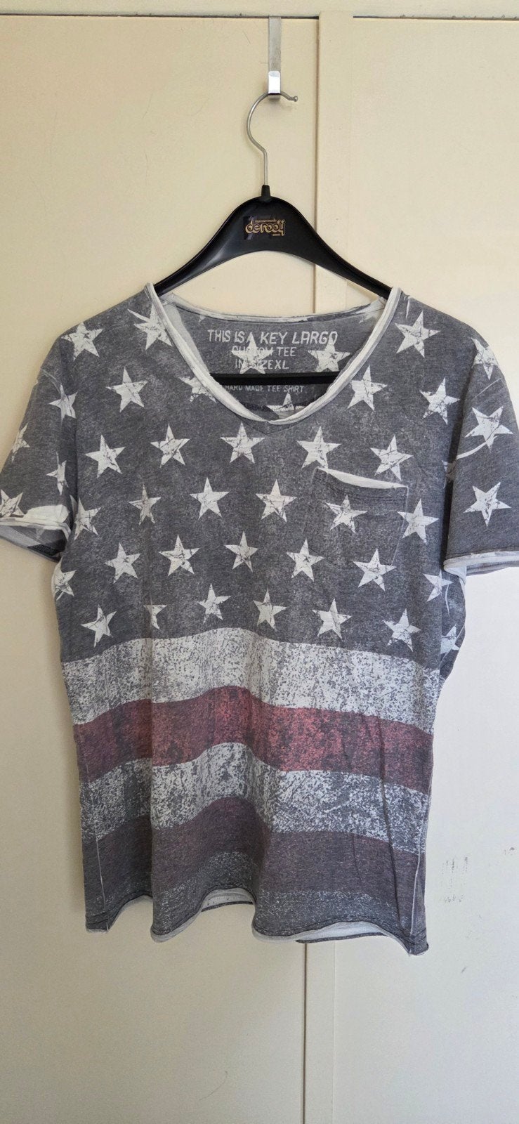 Key Largo T-shirt met Amerikaanse vlag print - Maat XL, Maat 46/48 (XL) of groter, Ophalen of Verzenden, Korte mouw, Grijs
