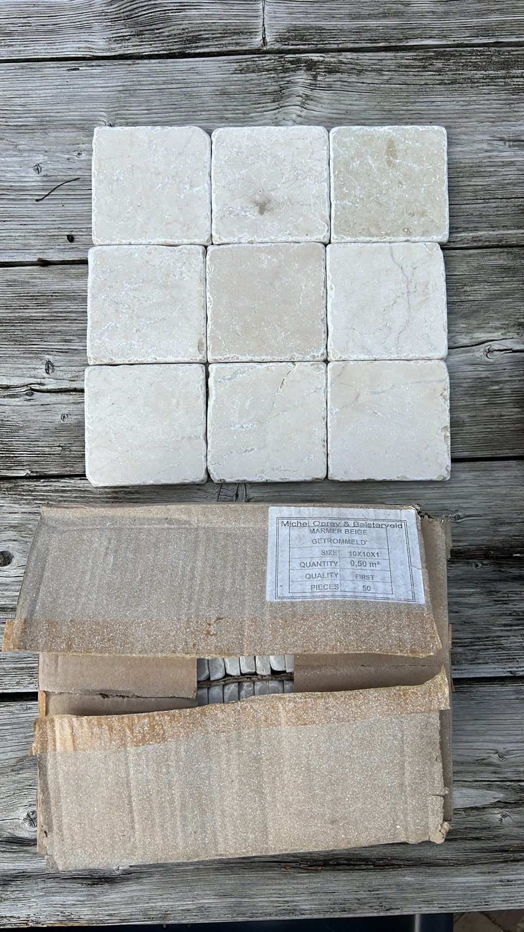 Michel Oprey & Beisterveld Marmer Beige Getrommeld Tegels, Ophalen, 60 cm of meer, Overige typen, Nieuw