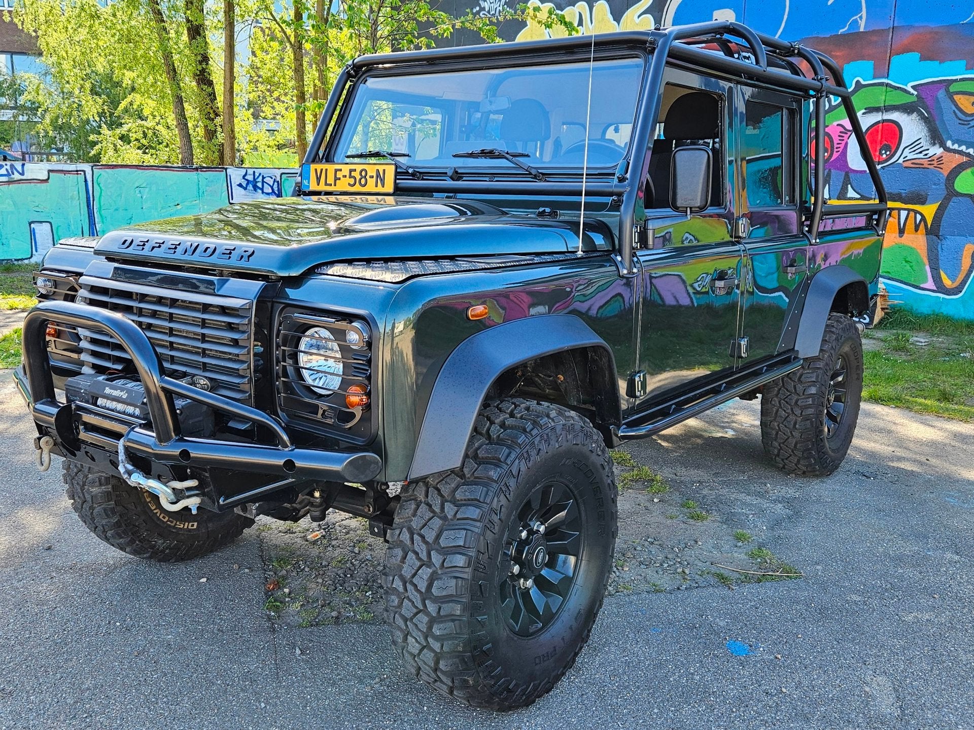 Land Rover Defender 110 Crew Cab 2.4 TD special edition, Auto's, Stof, Zwart, 4 cilinders, 122 pk
