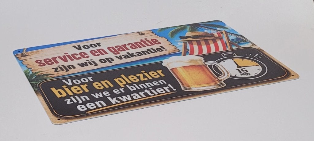 Voor service en garantie op vakantie reclamebord van metaal, Info@deconoord.nl, Deco Noord, Nieuw, Ophalen of Verzenden
