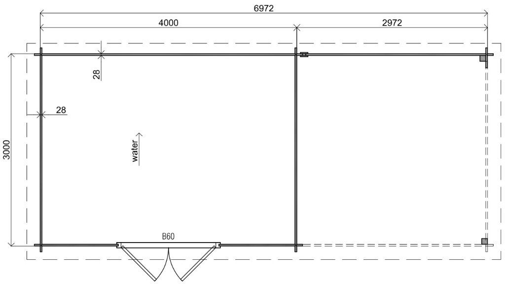 Fonteyn Basicline Lavendel met overkapping 700x300, 200 tot 400 cm, Verzenden, Blokhut, Nieuw