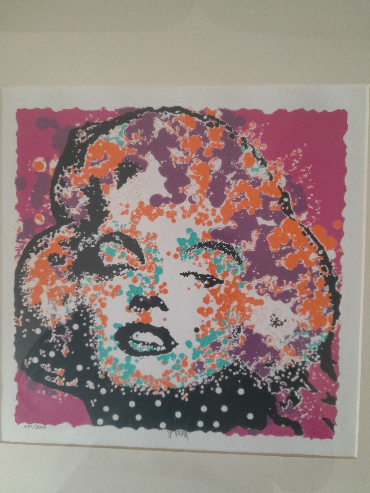 Marilyn Monroe afdruk Ad van Hassel, Figuren, Papier/karton, Ophalen of Verzenden, Achter glas