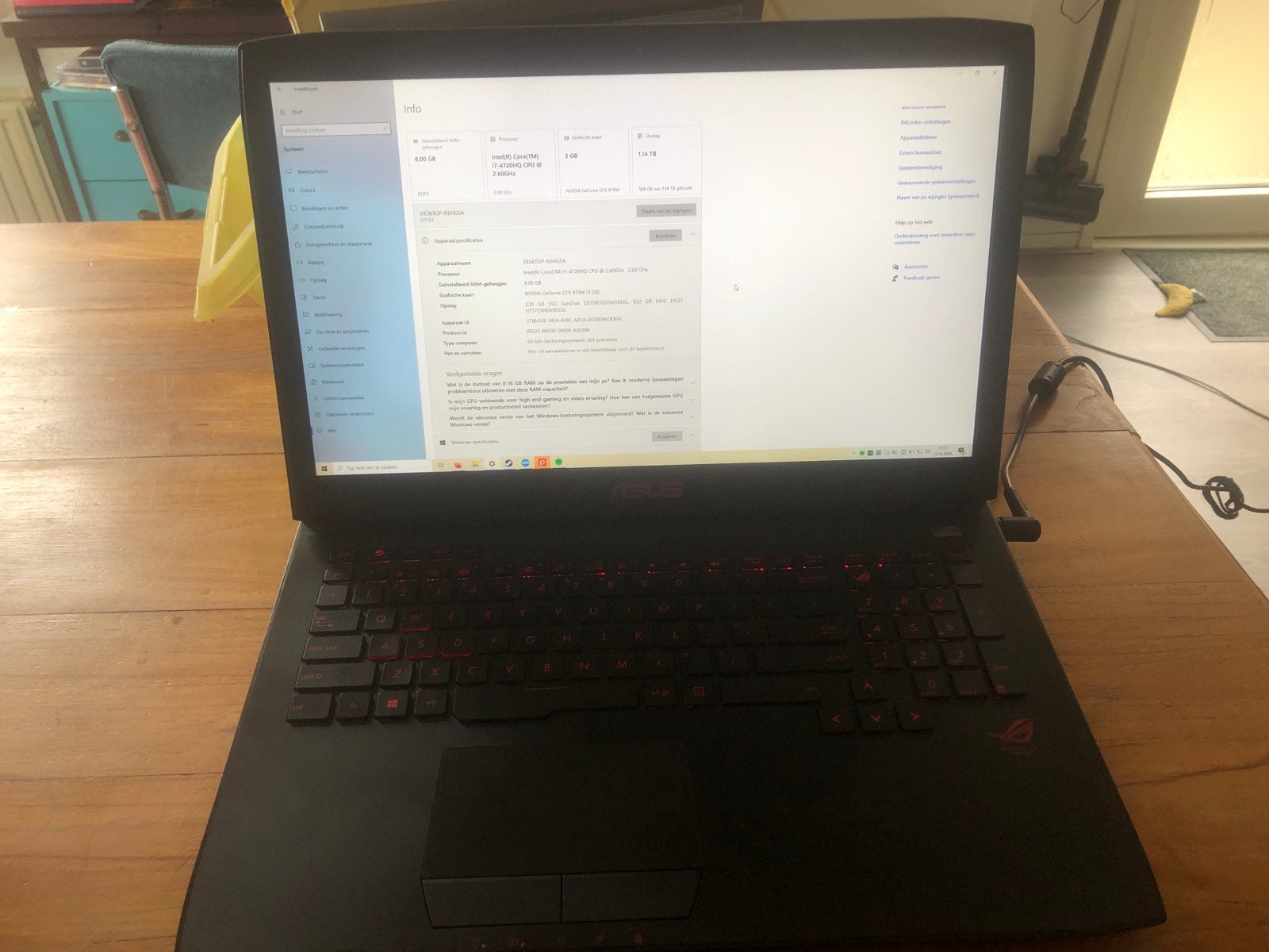 ASUS ROG G751J Gaming Laptop - i7-4720HQ, GTX 970M, 8GB RAM, Ophalen, Gebruikt, Met videokaart, 2 tot 3 Ghz