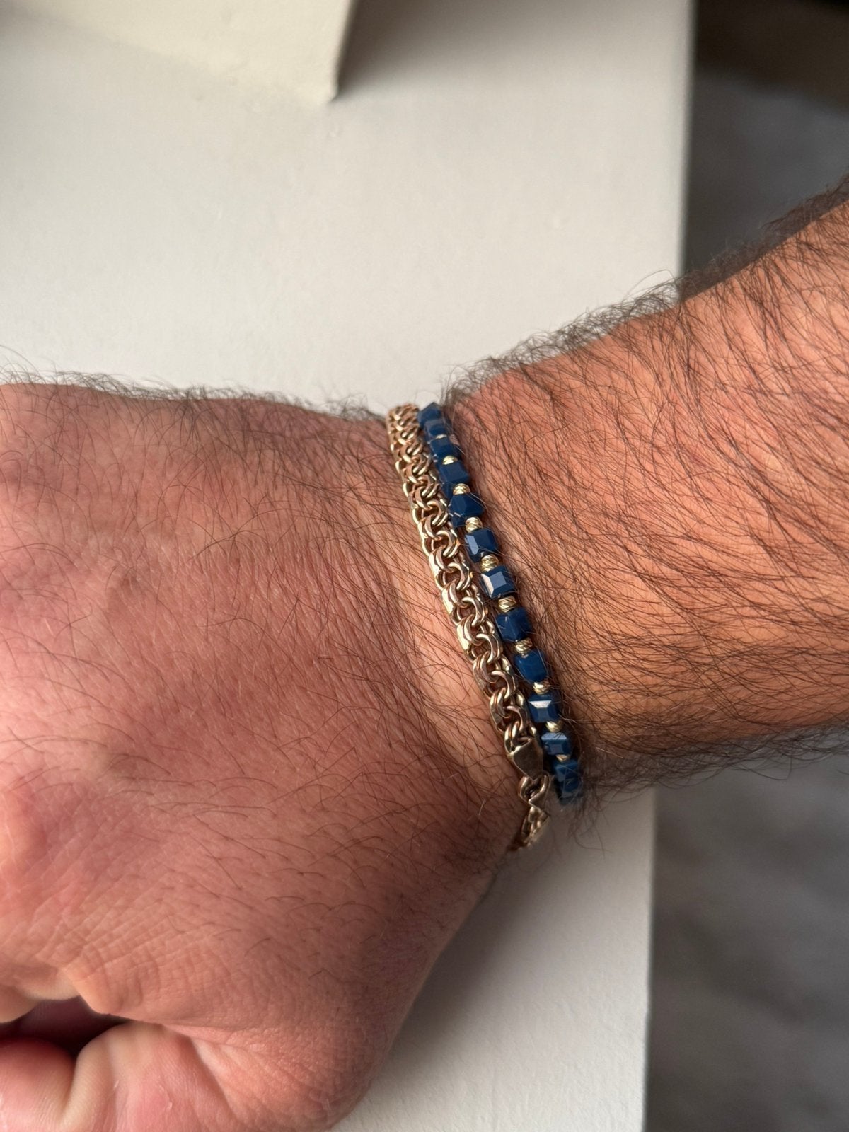 Unieke handgemaakte onyx armband met 14K goud, Ophalen of Verzenden, Nieuw, Goud