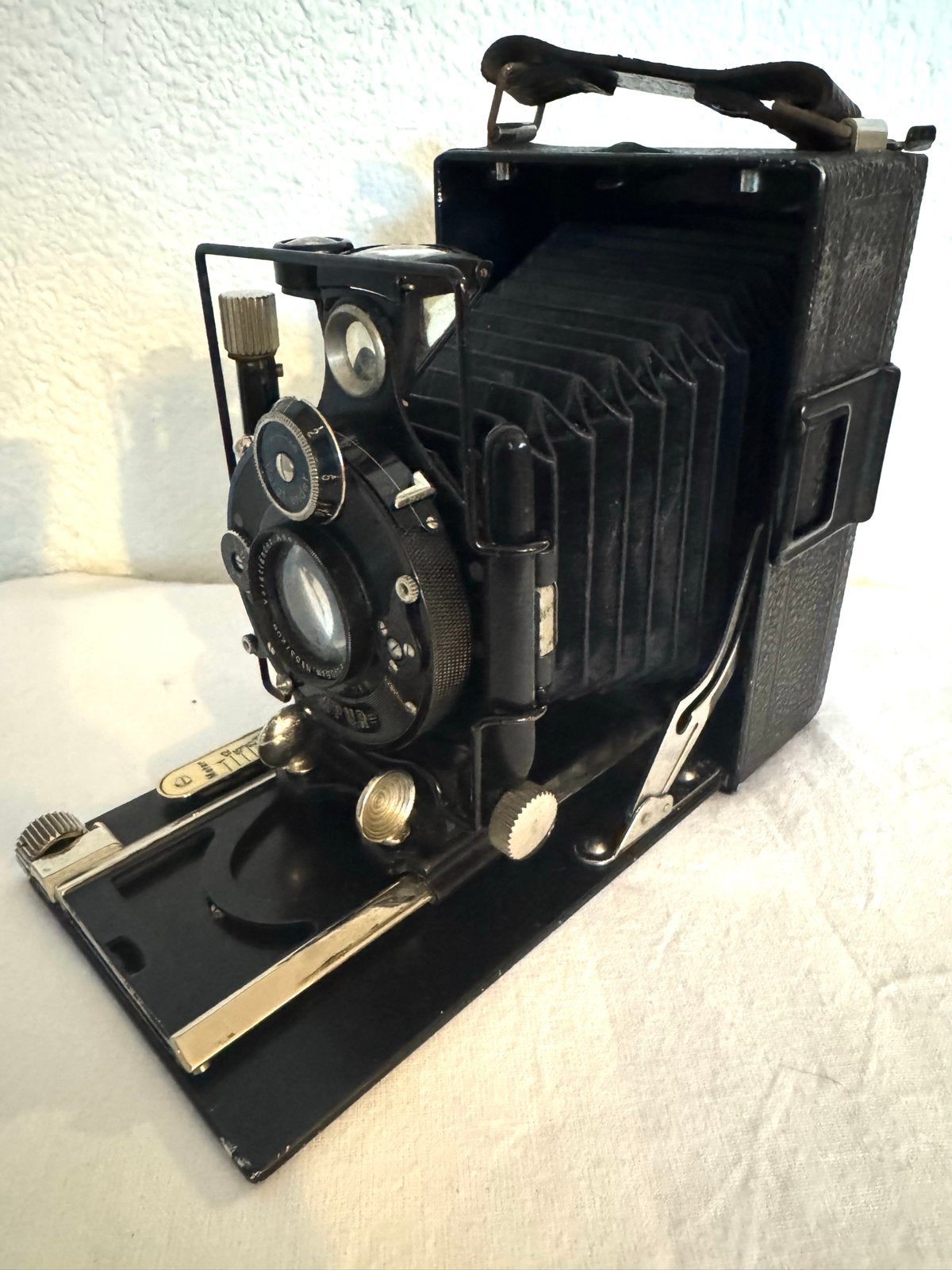 Antieke Voigtländer balgcamera met toebehoren (1910-1930), Gebruikt, Ophalen of Verzenden, V, Overige Merken