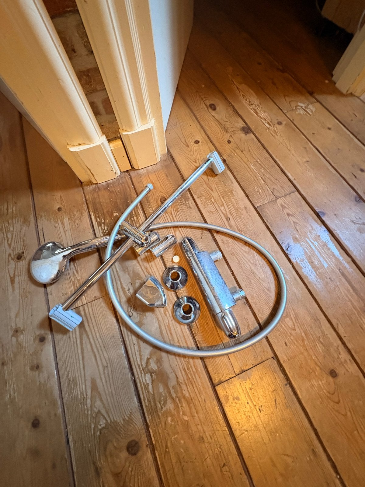 Doucheset met thermostaatkraan en glijstang, Doe-het-zelf en Verbouw, Ophalen, Gebruikt, Chroom, Douche