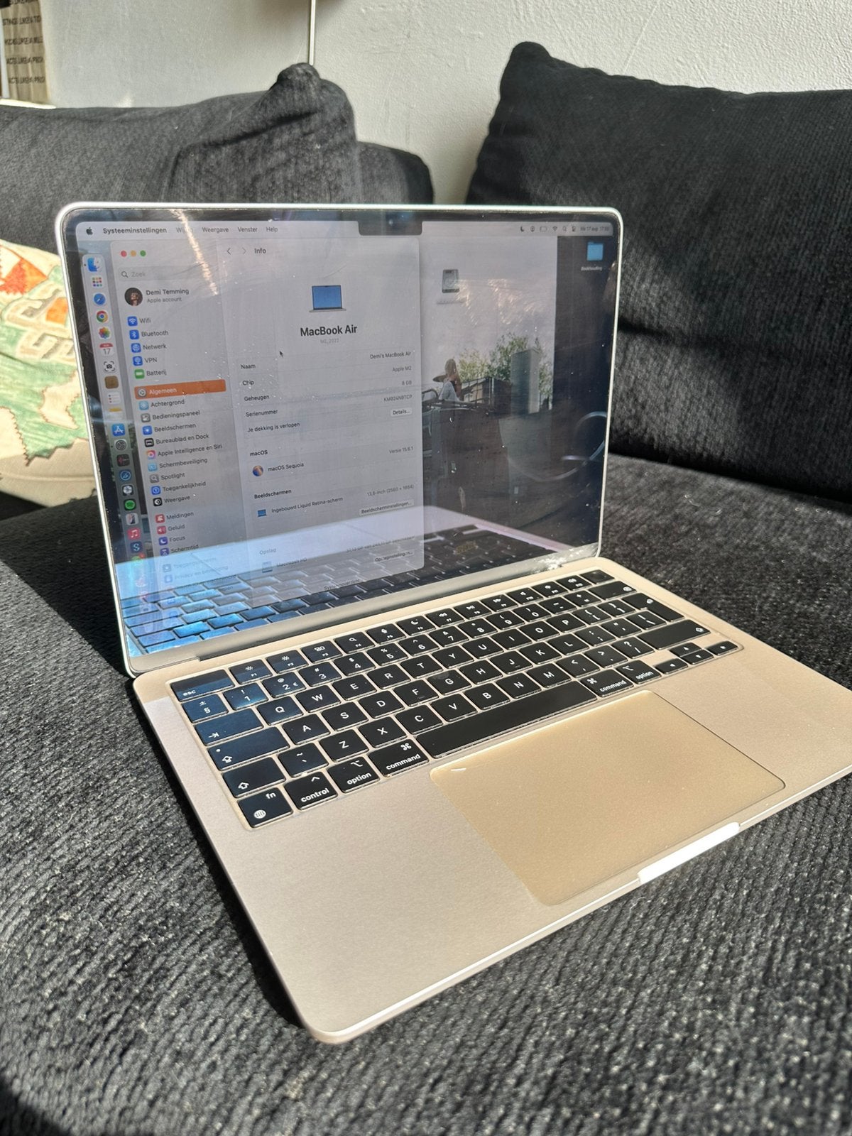 MacBook Air M2 2022 256GB - 13.6 inch Liquid Retina-scherm, Gebruikt, 256 GB, Qwerty, 8 GB