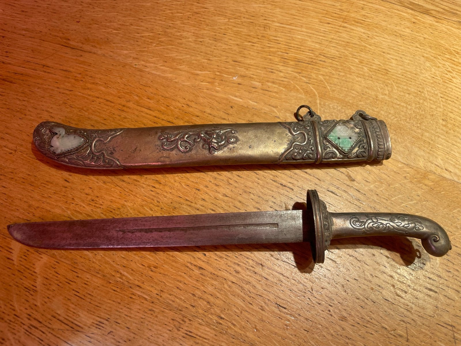 Antieke decoratieve dolk met schede,origineel chinees, Ophalen of Verzenden