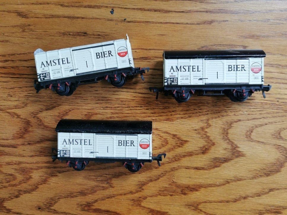 Fleischmann Amstel Bier wagons (3 stuks), Hobby en Vrije tijd, Modeltreinen | H0, Gebruikt, Gelijkstroom, Fleischmann, Wagon