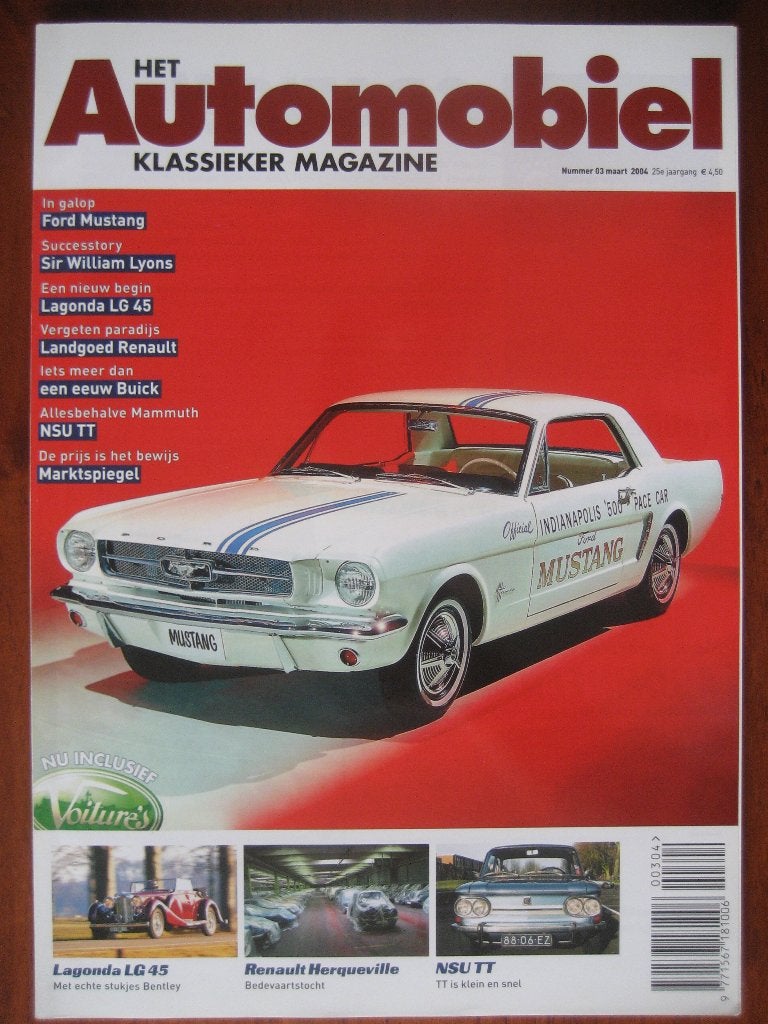 Het Automobiel 3 2004 Ford Mustang, NSU TT, Lagonda, Renault, Ophalen of Verzenden, Nieuw, Renault