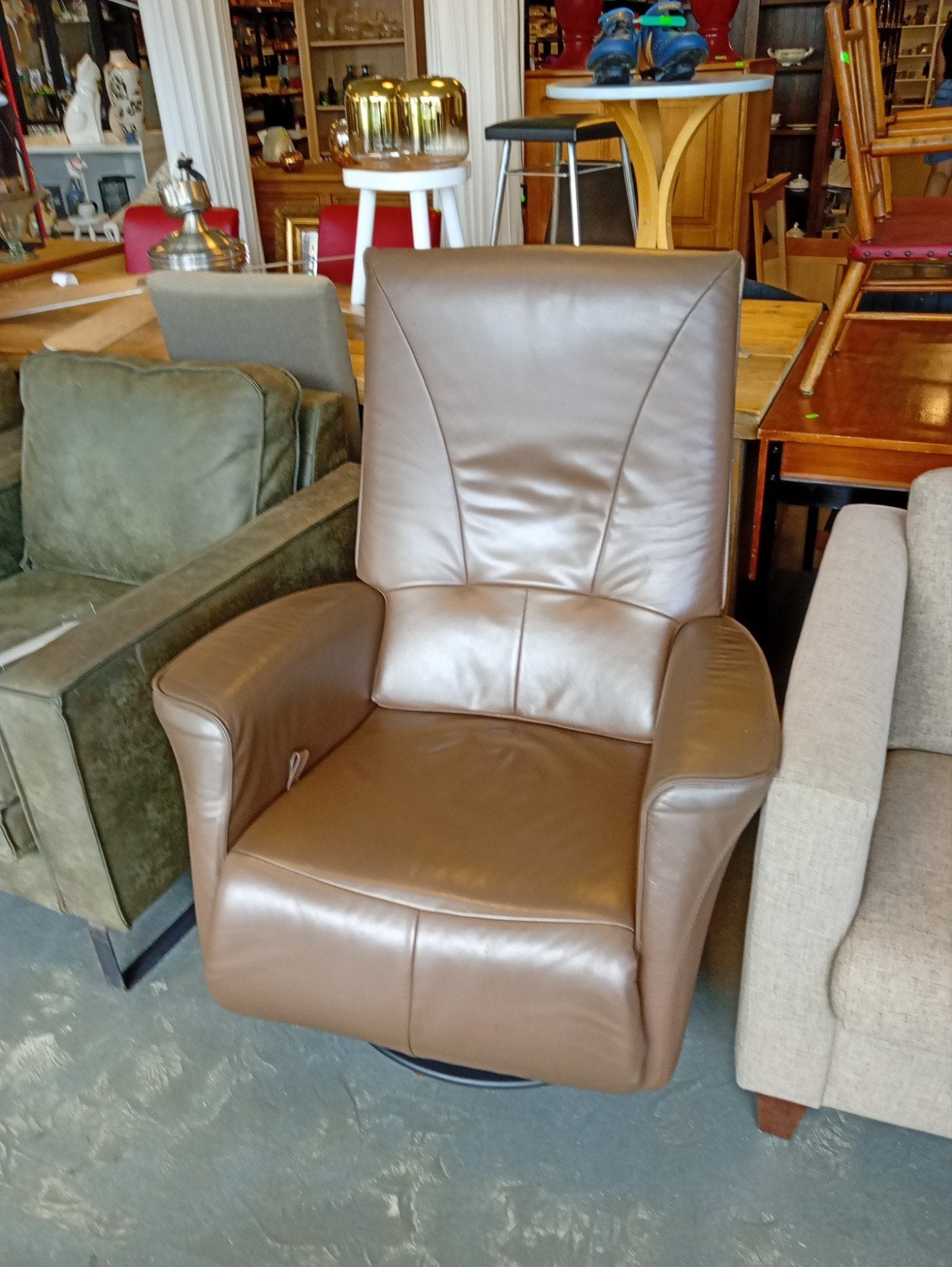 Fauteuil, leer, leder, stoel, Huis en Inrichting, Fauteuils, Ophalen, Leer, 50 tot 75 cm