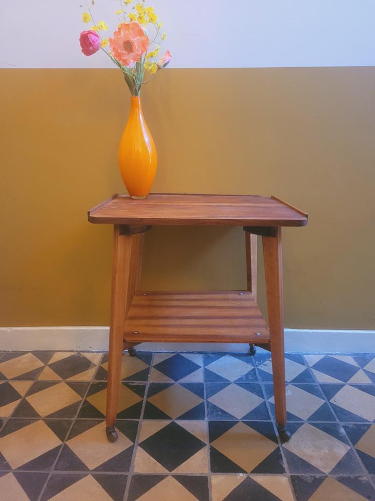 Vintage bijzettafel trolley op wielen, Ophalen, Huis en Inrichting