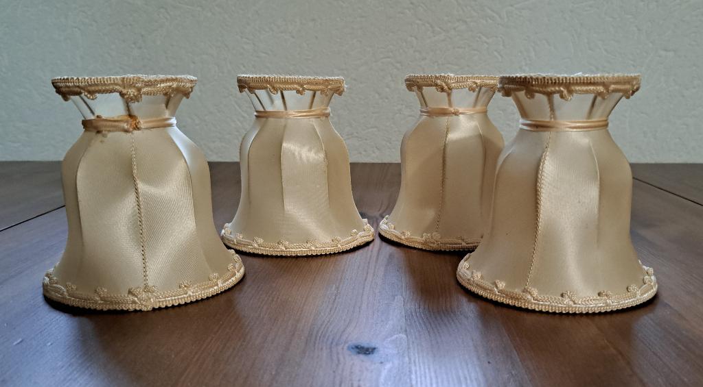 4x antiek lampenkapje klemkapje creme wit kroonluchter, Verzenden